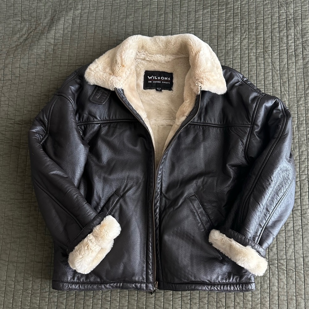 Wilsons Leather — Fur Trimmed Bomber Jacket